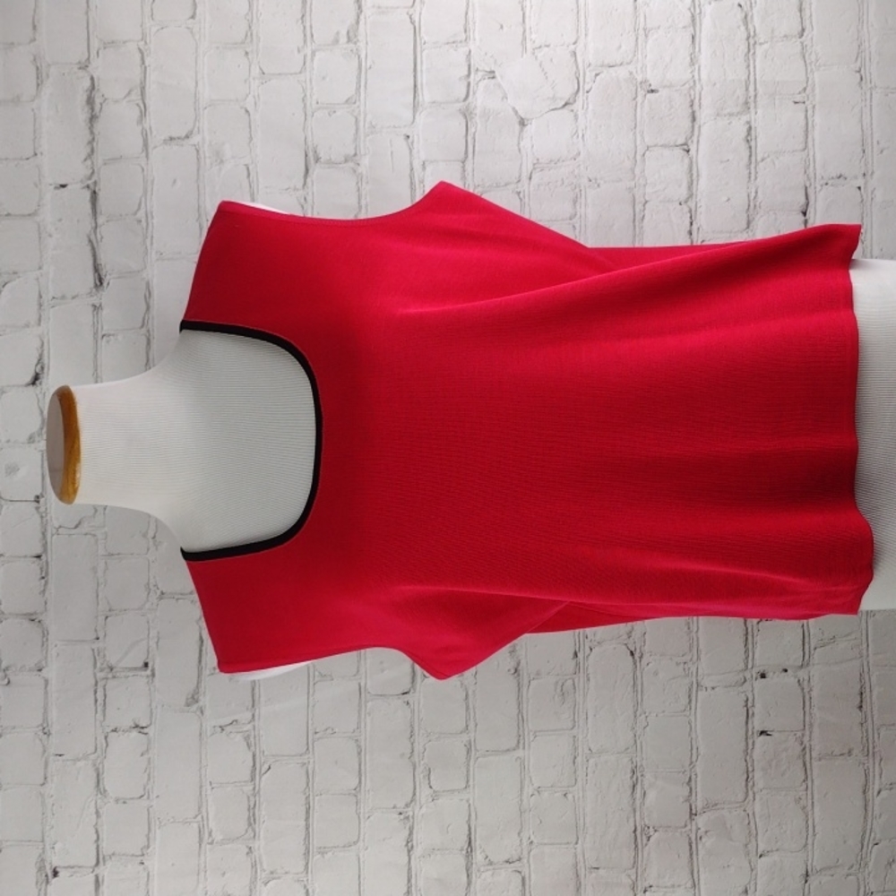 Ming Wang Red Tank Top with Black Trim - Size PXL Petite Sweater